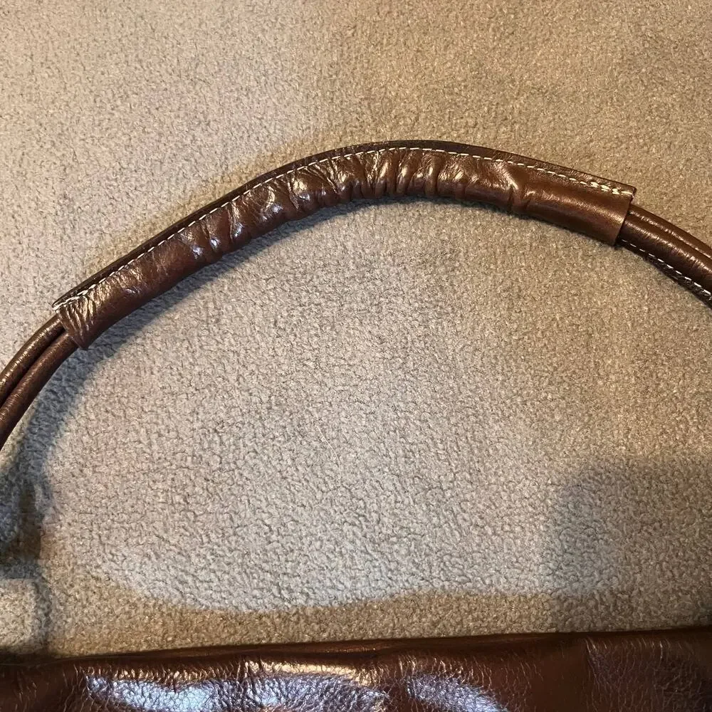 TOD'S Shoulder Bag Brown Leather Hobo Purse Minimalist Quiet Luxury Y2K Italy